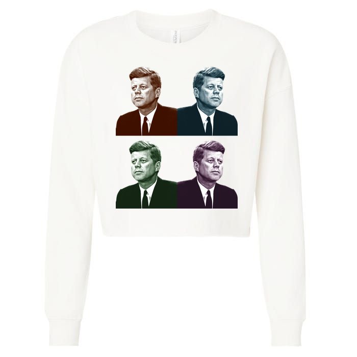John Fitzgerald Kennedy 35th President Retro Block Portraits Cropped Pullover Crew