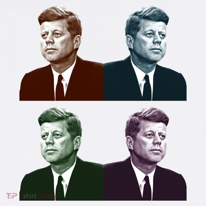 John Fitzgerald Kennedy 35th President Retro Block Portraits Women's V-Neck T-Shirt