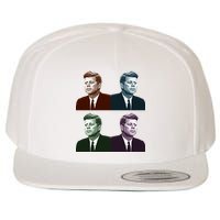 John Fitzgerald Kennedy 35th President Retro Block Portraits Wool Snapback Cap