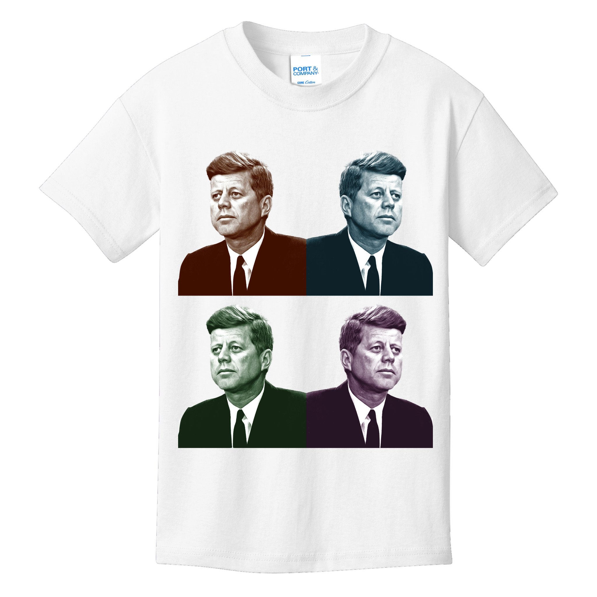 John Fitzgerald Kennedy 35th President Retro Block Portraits Kids T-Shirt
