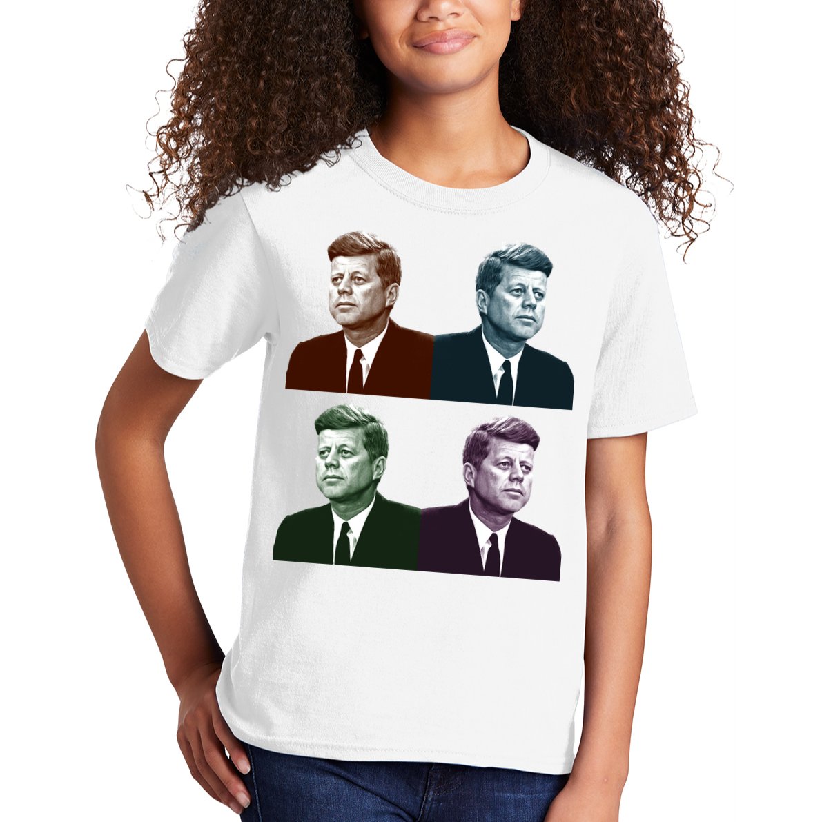 John Fitzgerald Kennedy 35th President Retro Block Portraits Kids T-Shirt