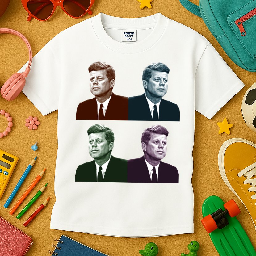 John Fitzgerald Kennedy 35th President Retro Block Portraits Kids T-Shirt