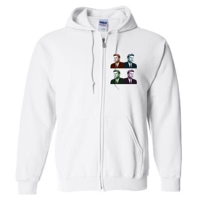John Fitzgerald Kennedy 35th President Retro Block Portraits Full Zip Hoodie