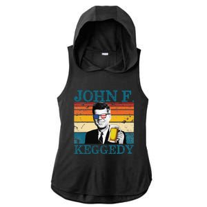 John F. Keggedy Drunk President Kennedy JFK 4th Of July Ladies PosiCharge Tri-Blend Wicking Draft Hoodie Tank