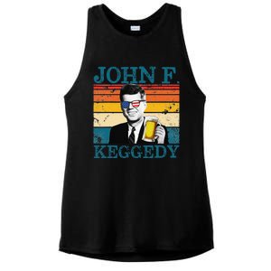 John F. Keggedy Drunk President Kennedy JFK 4th Of July Ladies PosiCharge Tri-Blend Wicking Tank