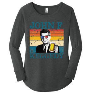 John F. Keggedy Drunk President Kennedy JFK 4th Of July Women's Perfect Tri Tunic Long Sleeve Shirt