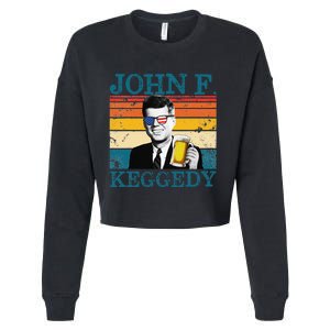 John F. Keggedy Drunk President Kennedy JFK 4th Of July Cropped Pullover Crew