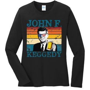 John F. Keggedy Drunk President Kennedy JFK 4th Of July Ladies Long Sleeve Shirt