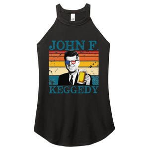 John F. Keggedy Drunk President Kennedy JFK 4th Of July Women's Perfect Tri Rocker Tank