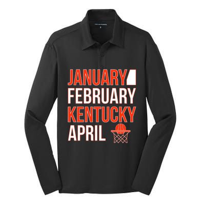 January February Kentucky April Basketball Silk Touch Performance Long Sleeve Polo