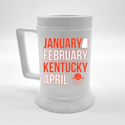 January February Kentucky April Basketball Beer Stein