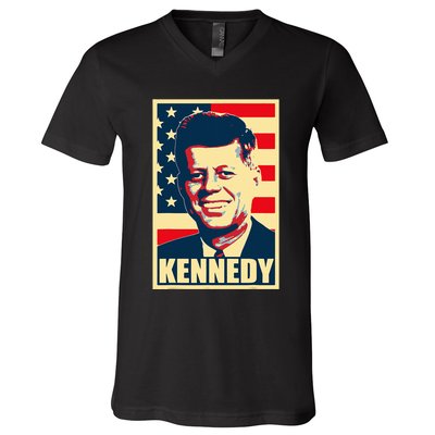 John F Kennedy American Propaganda Poster V-Neck T-Shirt