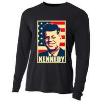 John F Kennedy American Propaganda Poster Cooling Performance Long Sleeve Crew