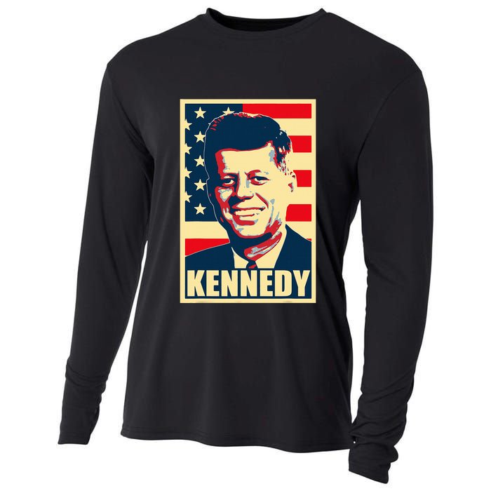 John F Kennedy American Propaganda Poster Cooling Performance Long Sleeve Crew