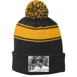 John F Kennedy Smoking Stripe Pom Pom Beanie