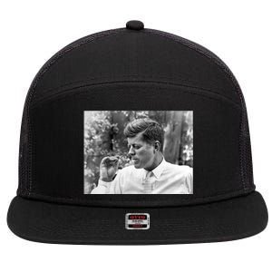 John F Kennedy Smoking 7 Panel Mesh Trucker Snapback Hat