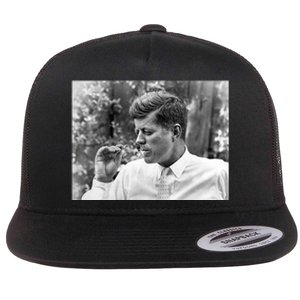 John F Kennedy Smoking Flat Bill Trucker Hat