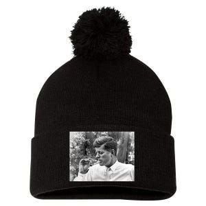 John F Kennedy Smoking Pom Pom 12in Knit Beanie