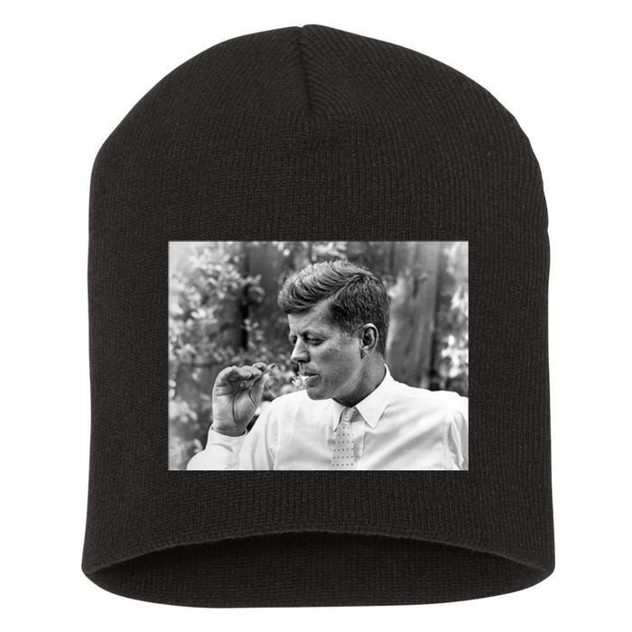 John F Kennedy Smoking Short Acrylic Beanie