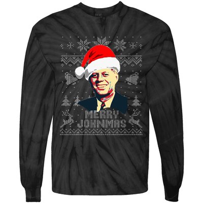 John F Kennedy Jfk Merry Johnmas Funny Christmas Tie-Dye Long Sleeve Shirt