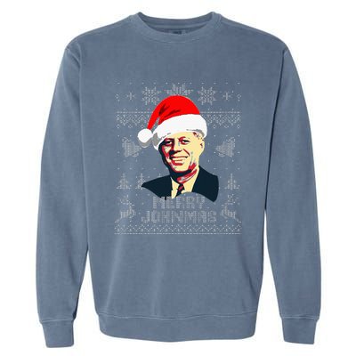 John F Kennedy Jfk Merry Johnmas Funny Christmas Garment-Dyed Sweatshirt