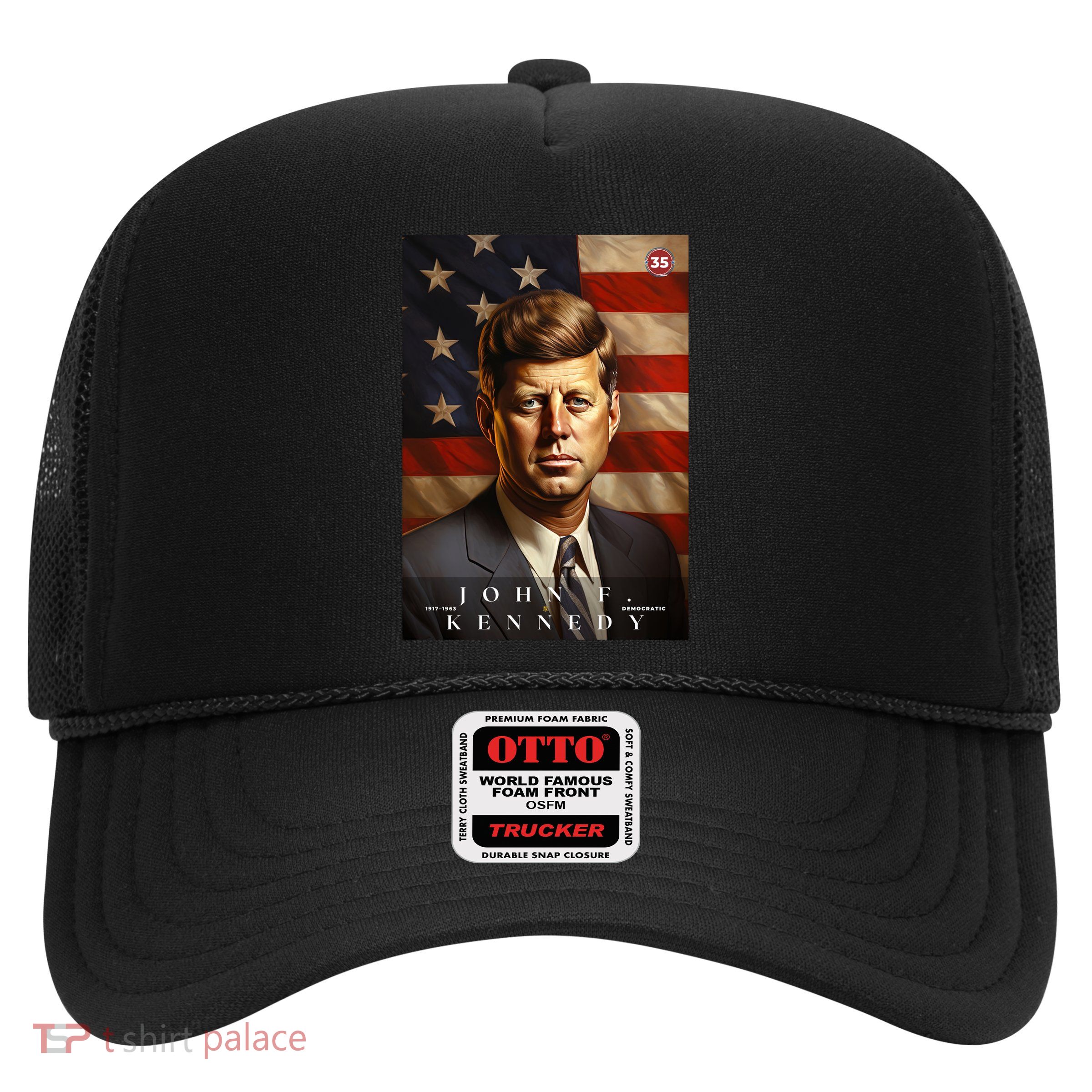John F. Kennedy 35th President Of The United States Portrait Trucker Hat