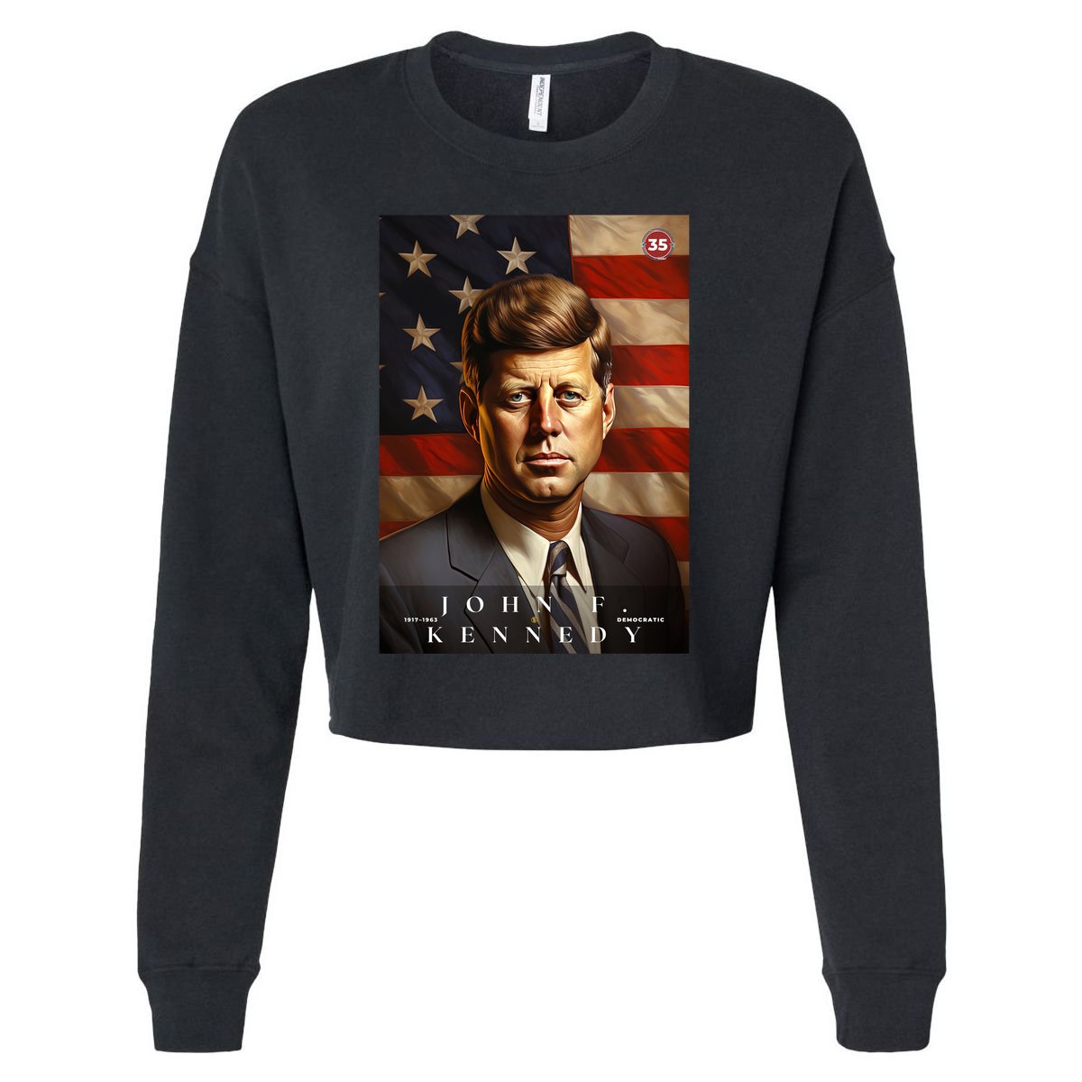 John F. Kennedy 35th President Of The United States Portrait Cropped Pullover Crew
