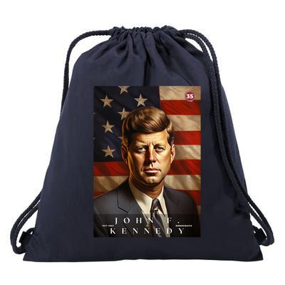 John F. Kennedy 35th President Of The United States Portrait Drawstring Bag