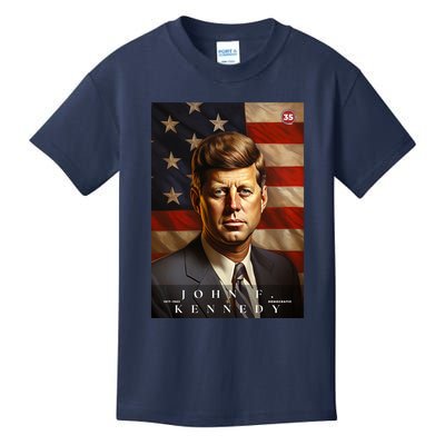 John F. Kennedy 35th President Of The United States Portrait Kids T-Shirt