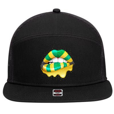 Jamaican Flag Lips Women Jamaica 7 Panel Mesh Trucker Snapback Hat