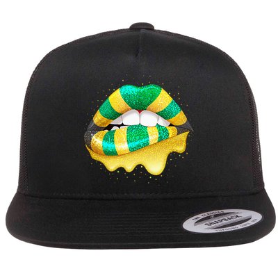 Jamaican Flag Lips Women Jamaica Flatbill Hat