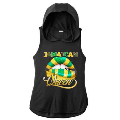 Jamaican Flag Lips  Jamaican Queen Jamaica Ladies PosiCharge Tri-Blend Wicking Draft Hoodie Tank