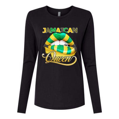 Jamaican Flag Lips  Jamaican Queen Jamaica Womens Cotton Relaxed Long Sleeve T-Shirt