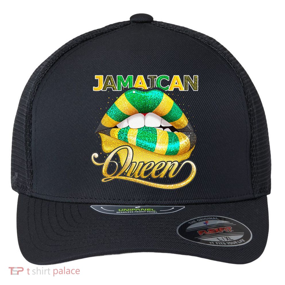 Jamaican Flag Lips  Jamaican Queen Jamaica Flexfit Unipanel Trucker Cap