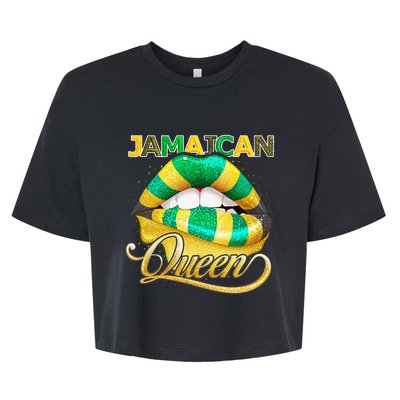 Jamaican Flag Lips  Jamaican Queen Jamaica Bella+Canvas Jersey Crop Tee