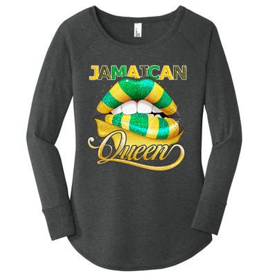 Jamaican Flag Lips  Jamaican Queen Jamaica Women's Perfect Tri Tunic Long Sleeve Shirt