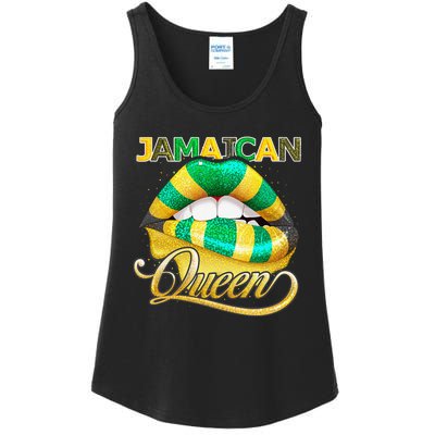 Jamaican Flag Lips  Jamaican Queen Jamaica Ladies Essential Tank