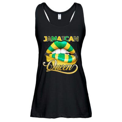 Jamaican Flag Lips  Jamaican Queen Jamaica Ladies Essential Flowy Tank