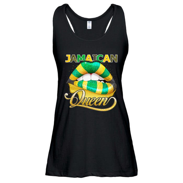 Jamaican Flag Lips  Jamaican Queen Jamaica Ladies Essential Flowy Tank