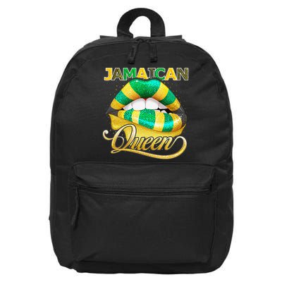 Jamaican Flag Lips  Jamaican Queen Jamaica 16 in Basic Backpack
