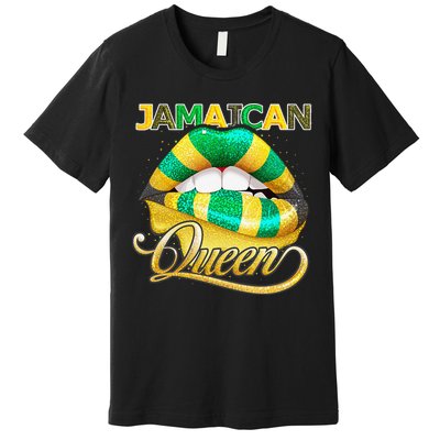 Jamaican Flag Lips  Jamaican Queen Jamaica Premium T-Shirt
