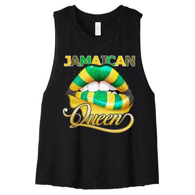 Jamaican Flag Lips  Jamaican Queen Jamaica Women's Racerback Cropped Tank