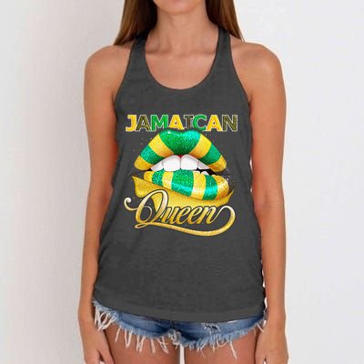 Jamaican Flag Lips  Jamaican Queen Jamaica Women's Knotted Racerback Tank