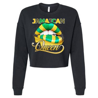 Jamaican Flag Lips  Jamaican Queen Jamaica Cropped Pullover Crew