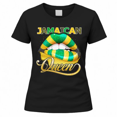 Jamaican Flag Lips  Jamaican Queen Jamaica Women's T-Shirt