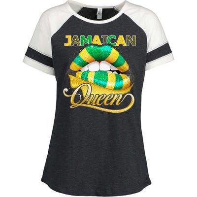 Jamaican Flag Lips  Jamaican Queen Jamaica Enza Ladies Jersey Colorblock Tee