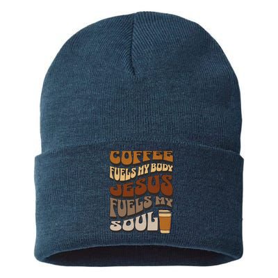 Jesus Fuels My Soul Inspirational Christian Coffee Sustainable Knit Beanie