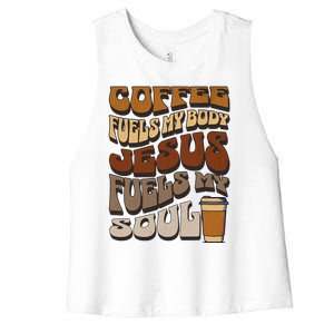 Jesus Fuels My Soul Inspirational Christian Coffee Women's Racerback Cropped Tank