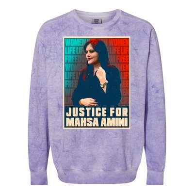 Justice For Mahsa Amini Women Life Freedom Vintage Poster Colorblast Crewneck Sweatshirt