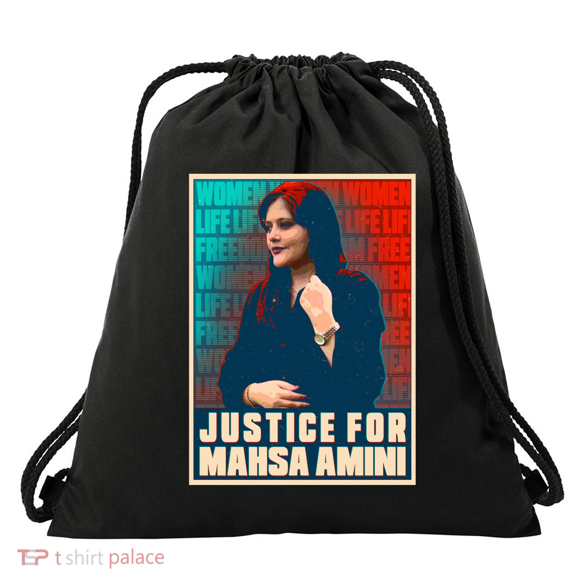 Justice For Mahsa Amini Women Life Freedom Vintage Poster Drawstring Bag